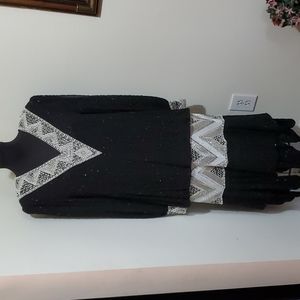 Vintage Judith Ann Creations 100% Silk Black Beaded/Pearl Evening Dress - Sz L